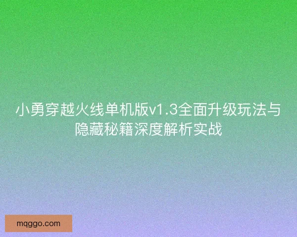 小勇穿越火线单机版v1.3全面升级玩法与隐藏秘籍深度解析实战