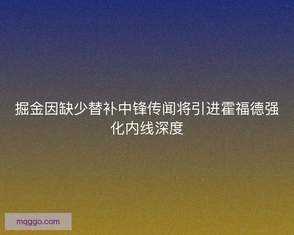 掘金因缺少替补中锋传闻将引进霍福德强化内线深度